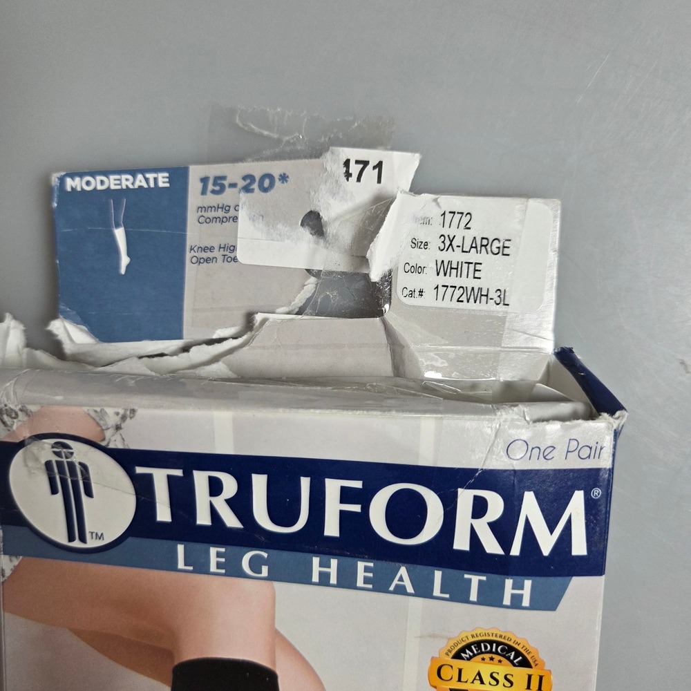 Truform 1772 3XL White Compression Stockings 15-20 mmHg Open Toe Knee High Lites - Picture 2 of 5